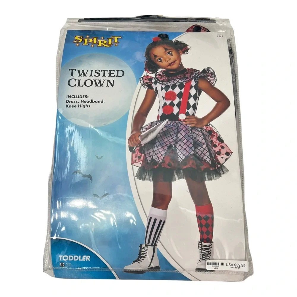 Spirit Twisted Clown Toddler 2T Halloween Costume - Picture 1 of 11